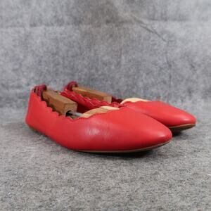 Sam & Libby Shoes Womens 8 Ballet Flats Slip On Red Fashion Scallop Edge Casual